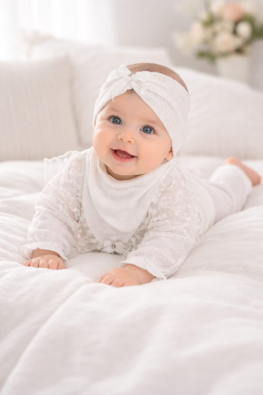 Zarif Dantel Detaylı 3’lü Bebek Takımı